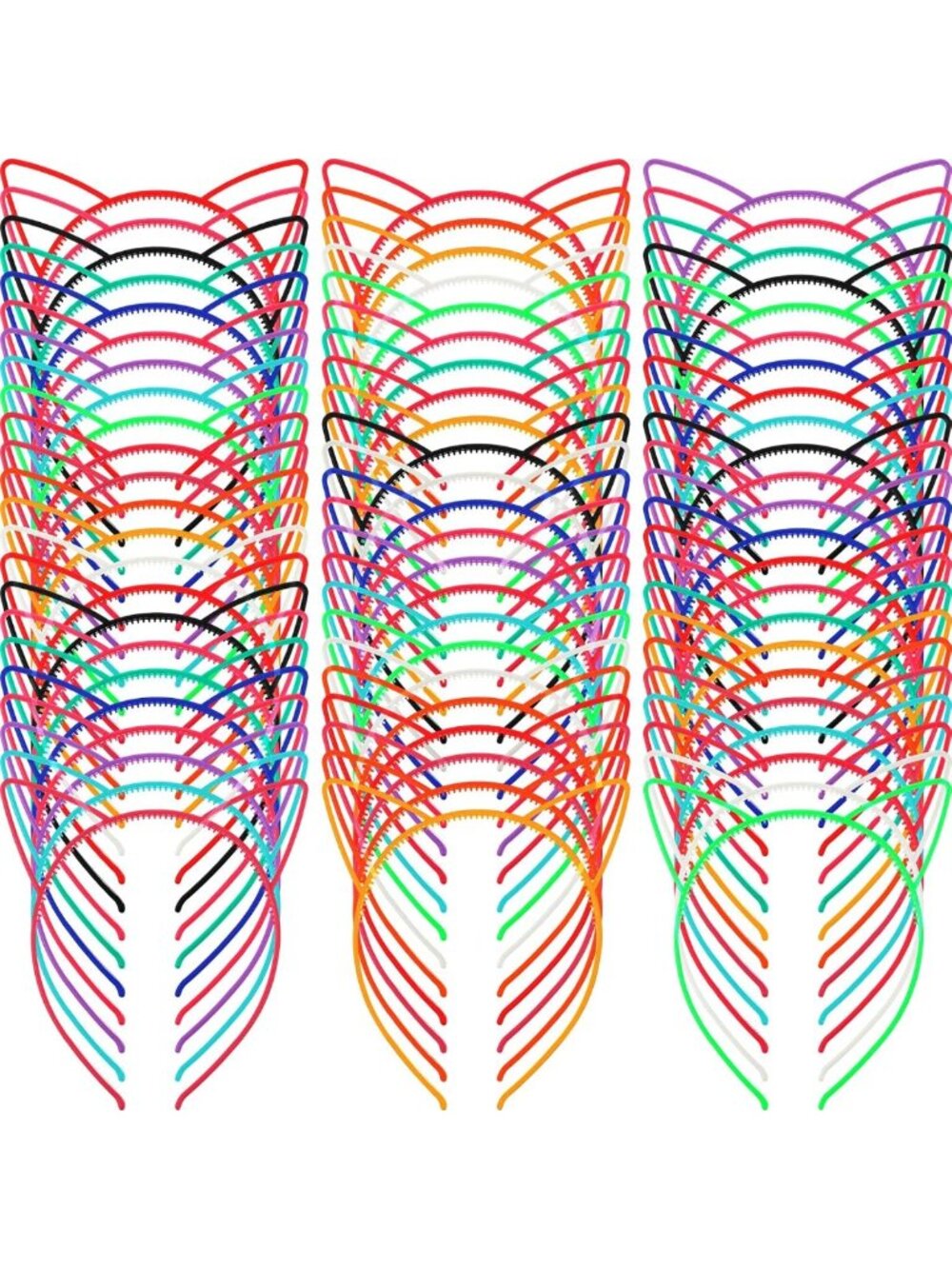 70 Pcs Cat Ears Headbands for Kids & Women - Colorful Halloween Hair Accessories